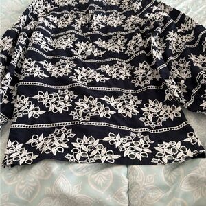 Elegant Black and White Floral Women's Top